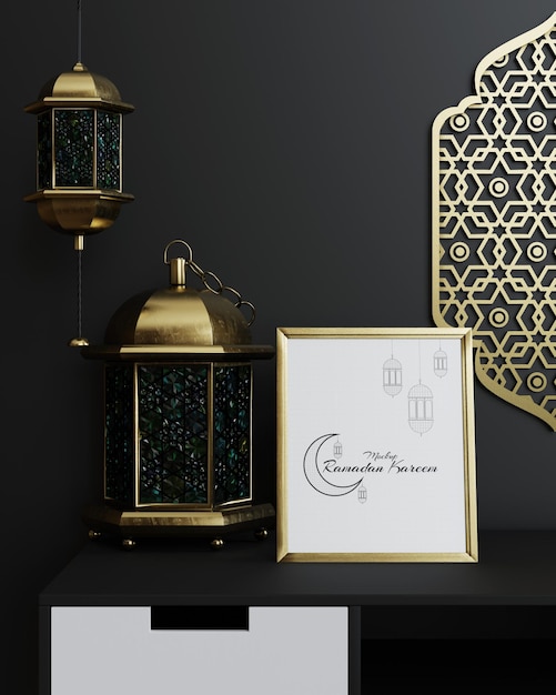 Mockup voor islamitische Ramadan-frameconfiguratie