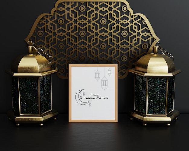 Mockup voor islamitische ramadan-frameconfiguratie