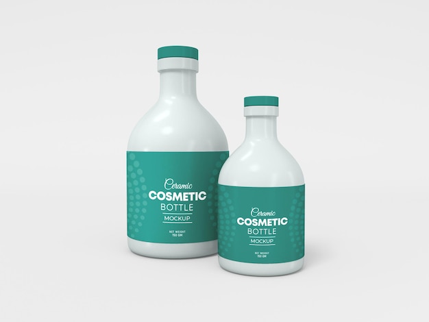 Mockup voor keramische cosmetische flessen