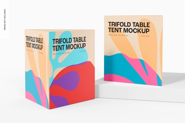 Mockup voor kleine driebladige tafeltenten