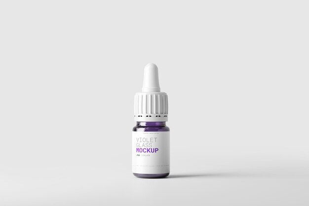 Mockup voor kleine druppelfles van violet glas