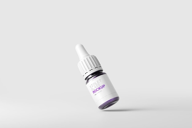 Mockup voor kleine druppelfles van violet glas