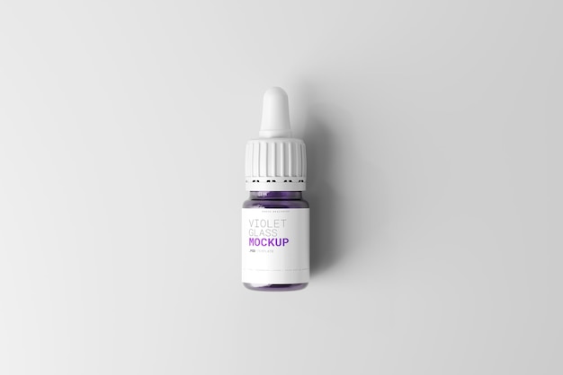 PSD mockup voor kleine druppelfles van violet glas