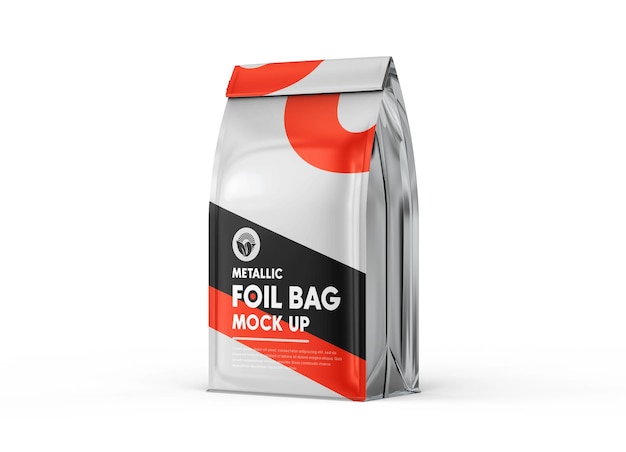 Mockup voor koffie- of voedselzakjes met metallic folie