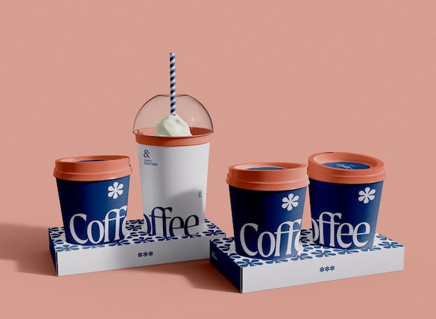 PSD mockup voor koffiebekerhouders