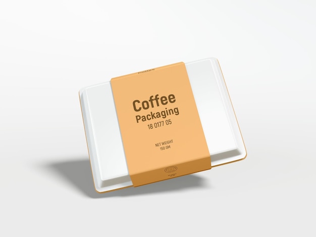 PSD mockup voor koffiepotverpakking