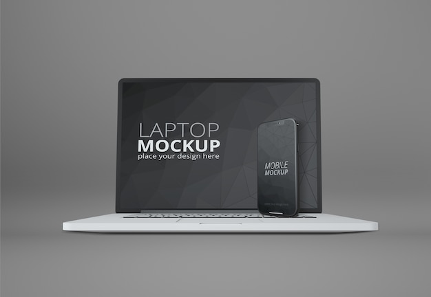 Mockup voor laptop en slimme telefoon