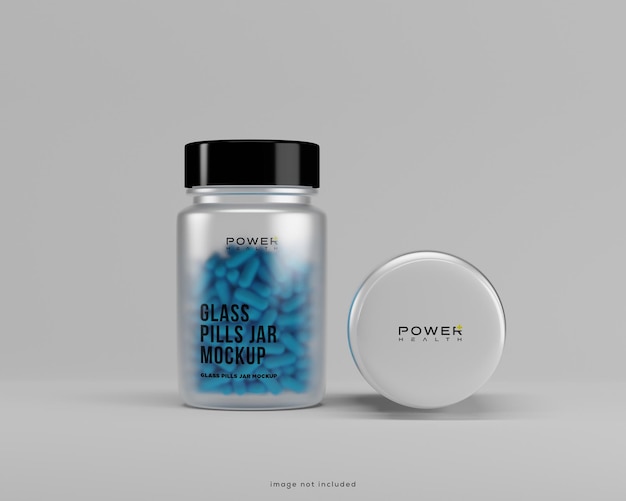 PSD mockup voor medicijnglazen flessen. pillenpot mockup