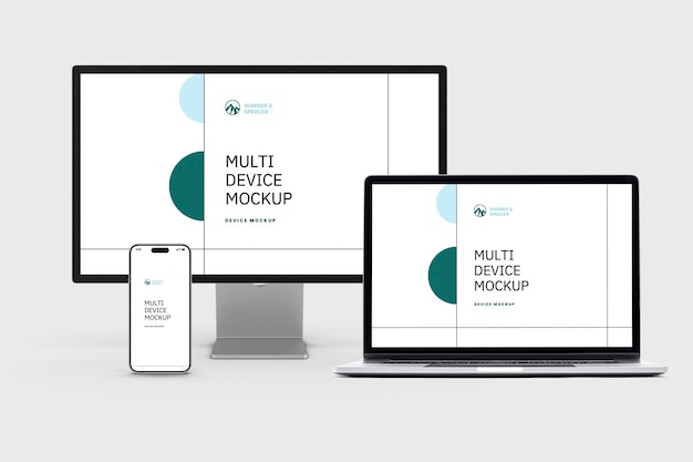 PSD mockup voor meerdere apparaten scherm bewerkbare psd-sjabloon
