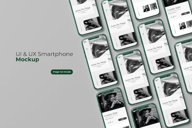 Mockup voor meerdere smartphones voor ontwerp in 3d-rendering