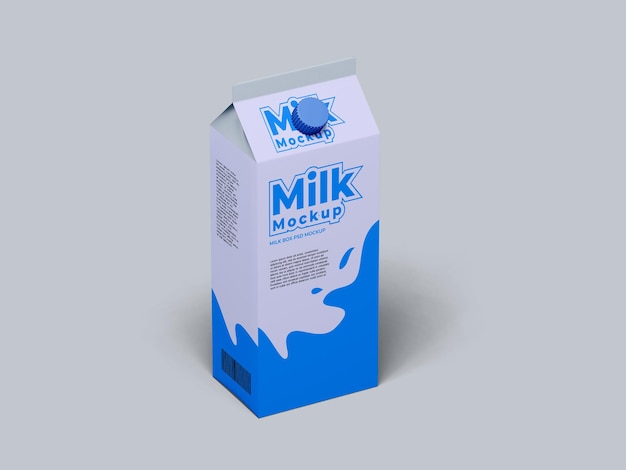 Mockup voor melkboxverpakking in PSD