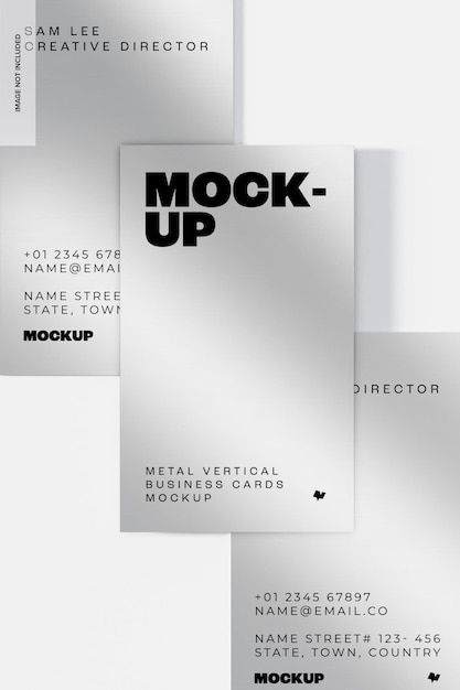 PSD mockup voor metalen verticale visitekaartjes, bovenaanzicht