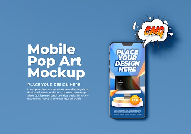 Mockup voor mobiele telefoons met ontwerp in pop-artstijl