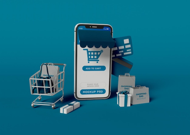Mockup voor online winkelen-app