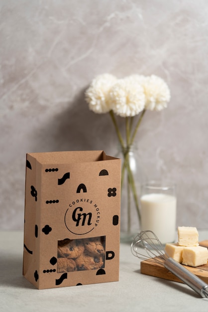 Mockup voor ontwerp van koekjesverpakking