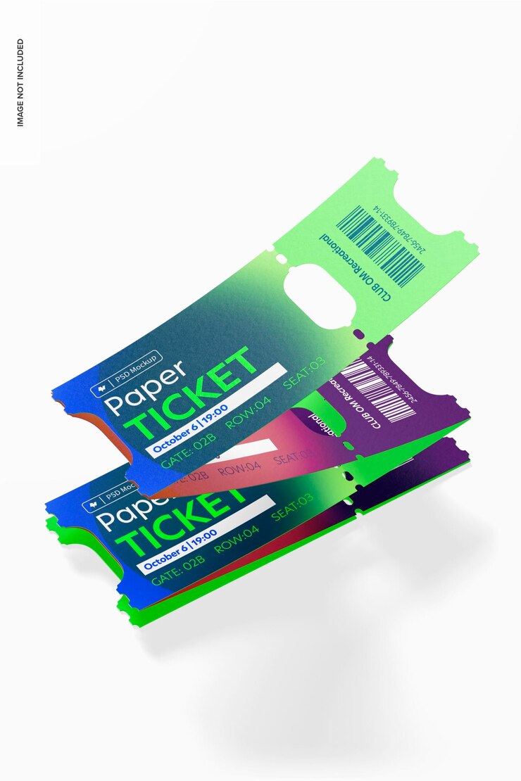 PSD mockup voor papieren kaartjes, gevouwen