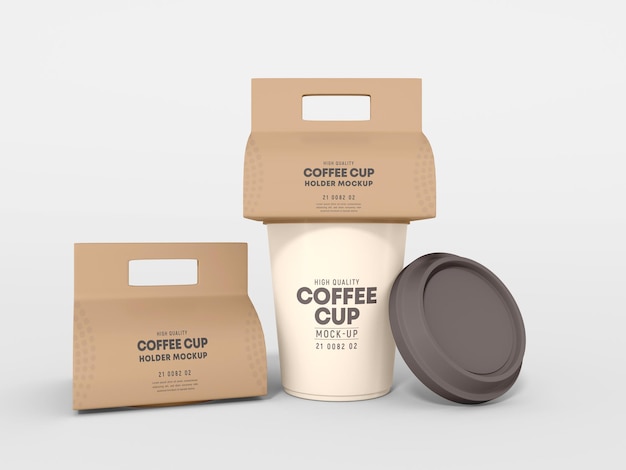 Mockup voor papieren koffiebekerhouder