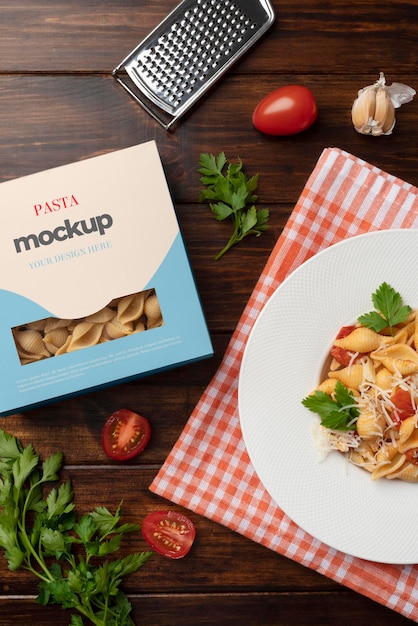 PSD mockup voor pastaverpakking