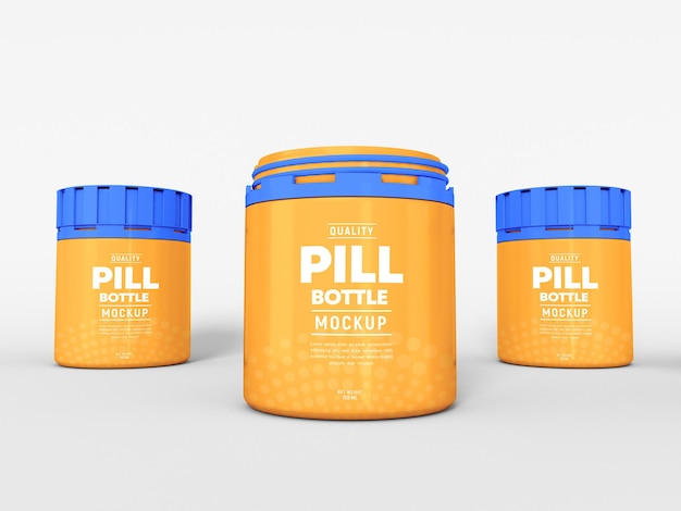 Mockup voor plastic pillenfles