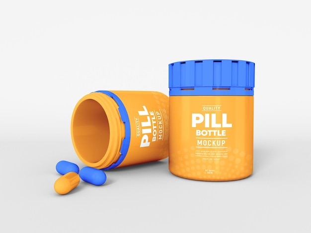 Mockup voor plastic pillenfles