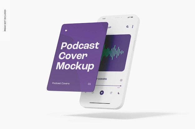 PSD mockup voor podcast-omslag, zwevend