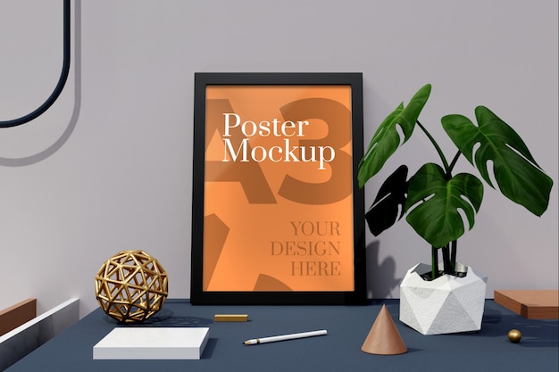 Mockup voor poster a3 en fotolijsten