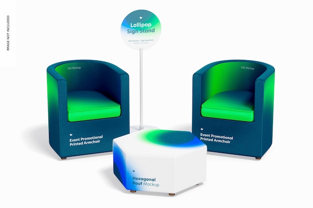 Mockup voor promotionele stoelen en bordscènes