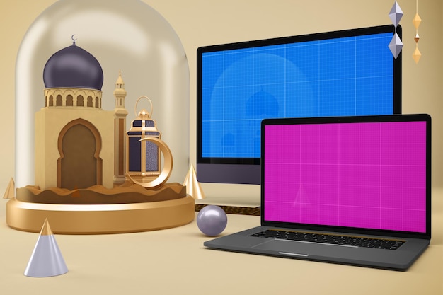 PSD mockup voor ramadan-responsieve apparaten