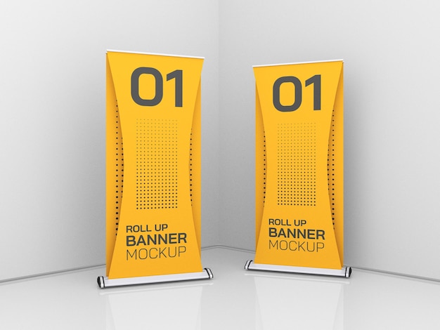 Mockup voor reclamebanners oprollen