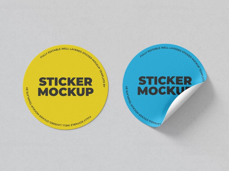 PSD mockup voor ronde cirkelstickers