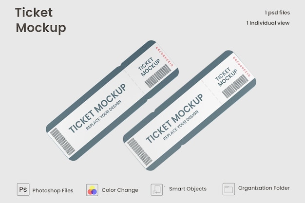 Mockup voor ronde hoektickets gratis psd