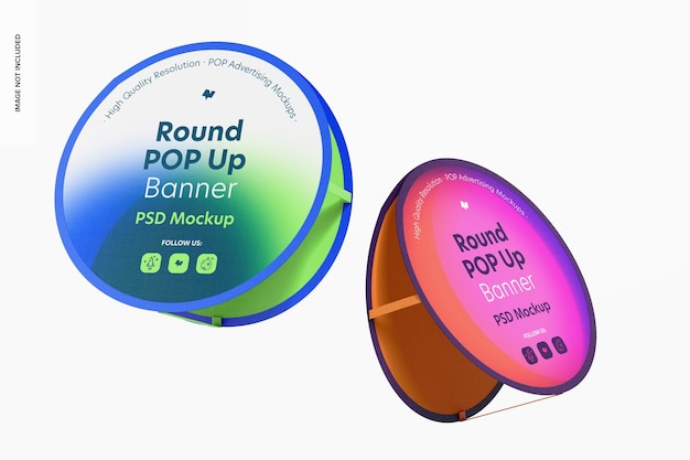 Mockup voor ronde pop-upbanner, drijvend