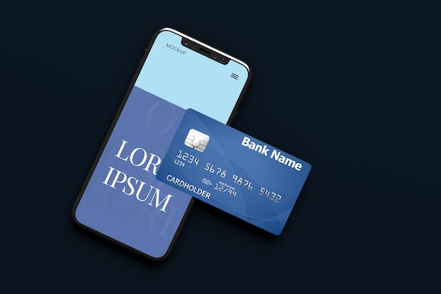 PSD mockup voor smartphone en creditcard