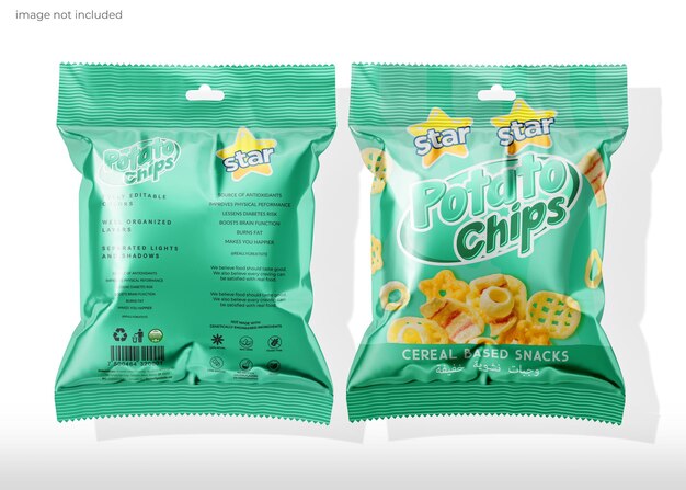 PSD mockup voor snackpakketten