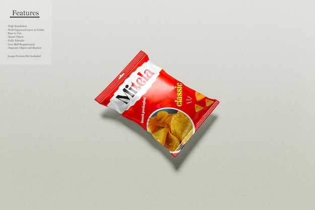 Mockup voor snackverpakking