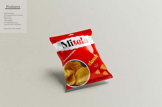 Mockup voor snackverpakking