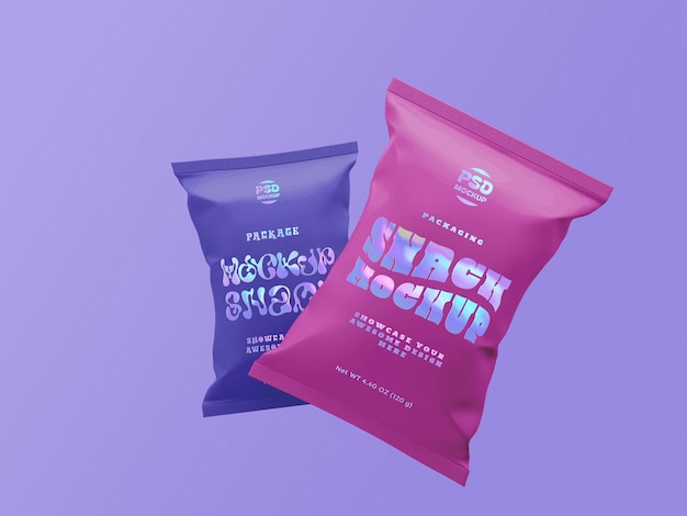 PSD mockup voor snackverpakkingen