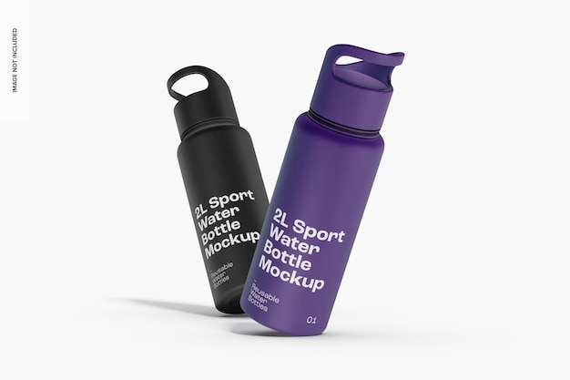 Mockup voor sportwaterflessen van 2 liter