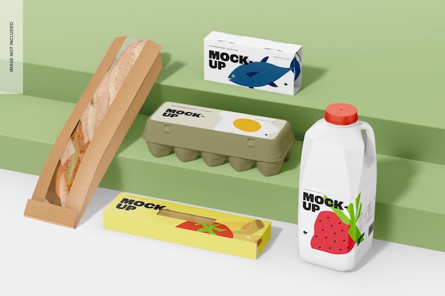 Mockup voor supermarktproductkit