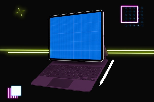 PSD mockup voor tablet en toetsenbord