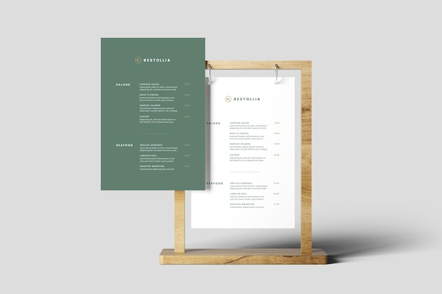 Mockup voor tafelmenu