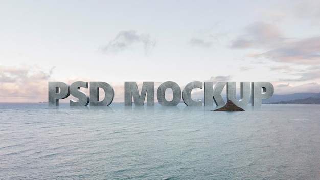 Mockup voor teksteffect met zeelandschap