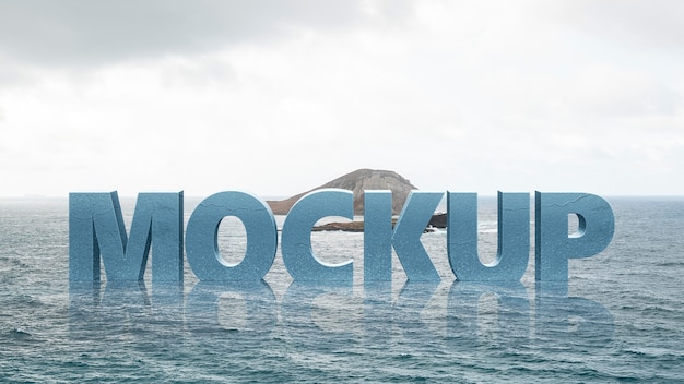 Mockup voor teksteffect met zeelandschap