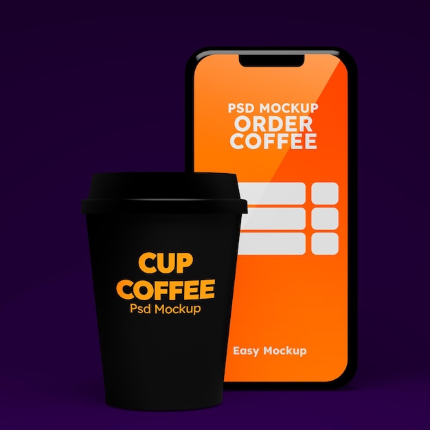 Mockup voor telefoon en koffie