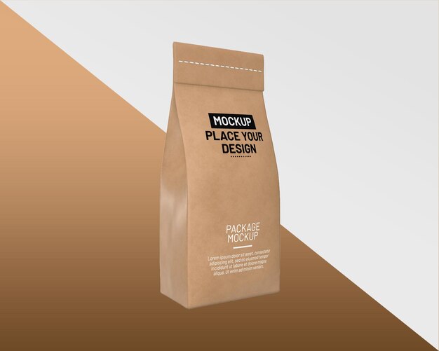 Mockup voor thee- of graanverpakkingszakken Glanzend papieren koffiezakverpakkingsmodel