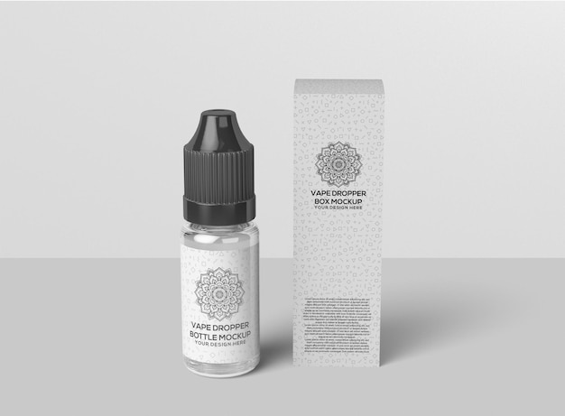 PSD mockup voor vape-druppelflesjes