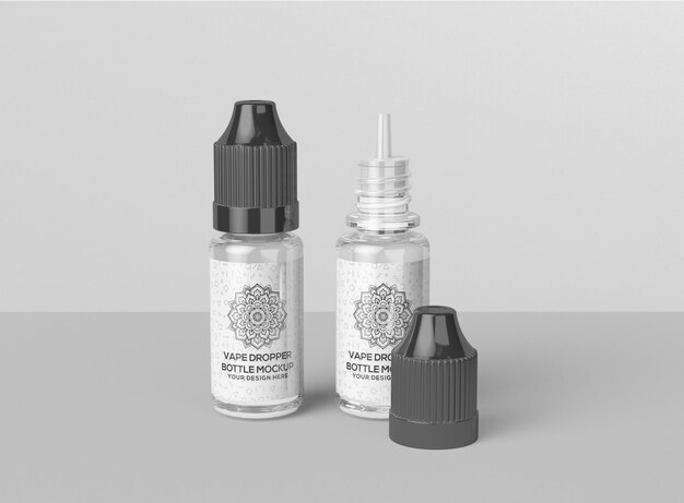 Mockup voor vape-druppelflesjes