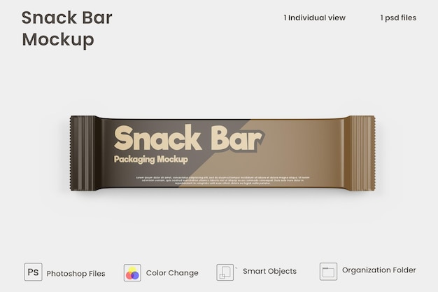 Mockup voor verpakking van chocoladesnacks premium psd