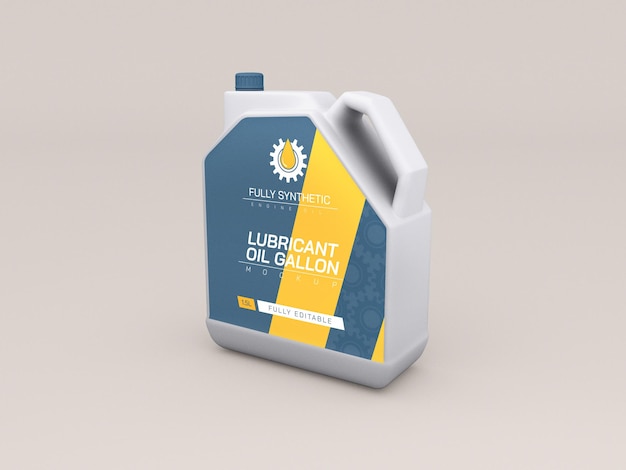 PSD mockup voor verpakking van motorolie plastic fles