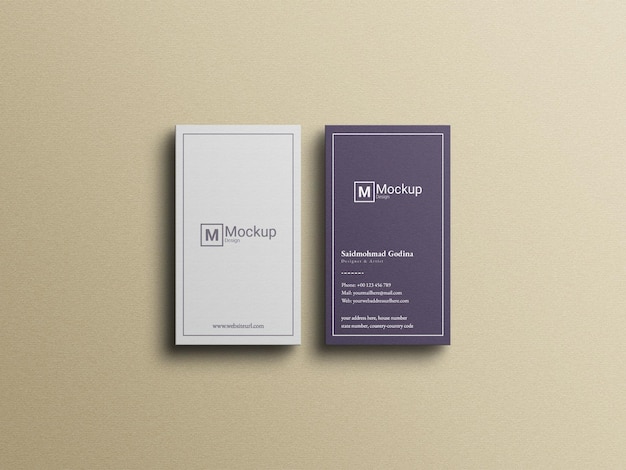 Mockup voor verticaal visitekaartje